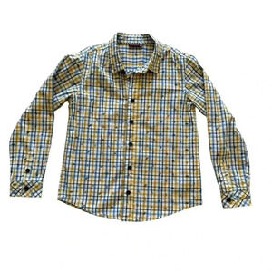 Sergent Major Boys Plaid Checkers  Button Up Shirt  Long Sleeves SZ 9 (M) #2223
